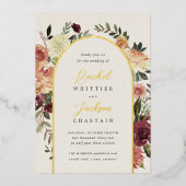 Waterverf Floral Arch Wedding door Rustic Bloom Folie Uitnodiging (Voorkant)