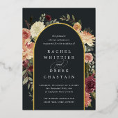 Waterverf Floral Arch Wedding door Rustic Bloom Folie Uitnodiging (Voorkant)