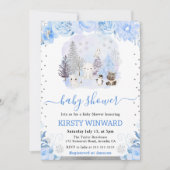 Waterverf Floral Arctic Animals Baby shower Kaart (Voorkant)