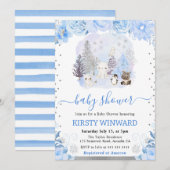 Waterverf Floral Arctic Animals Baby shower Kaart (Voorkant / Achterkant)