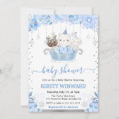 Waterverf Floral Arctic Animals Baby shower Kaart (Voorkant)