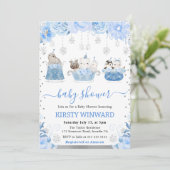Waterverf Floral Arctic Animals Baby shower Kaart (Staand voorkant)