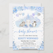 Waterverf Floral Arctic Animals Baby shower Kaart (Voorkant)
