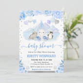 Waterverf Floral Arctic Animals Baby shower Kaart (Staand voorkant)