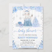 Waterverf Floral Arctic Fox Baby shower Kaart (Voorkant)