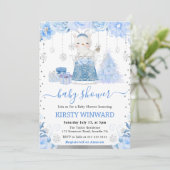 Waterverf Floral Arctic Fox Baby shower Kaart (Staand voorkant)