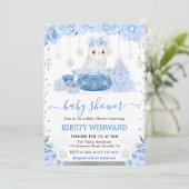 Waterverf Floral Arctic Owl Baby shower Kaart (Staand voorkant)