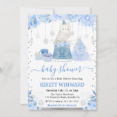 Waterverf Floral Arctic Owl Baby shower Kaart (Voorkant)