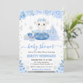 Waterverf Floral Arctic Polar Beer Baby shower Kaart (Staand voorkant)
