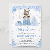 Waterverf Floral Arctic Rendier Baby shower Kaart (Voorkant)