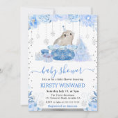 Waterverf Floral Arctic Seal Baby shower Kaart (Voorkant)
