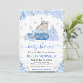 Waterverf Floral Arctic Seal Baby shower Kaart (Staand voorkant)