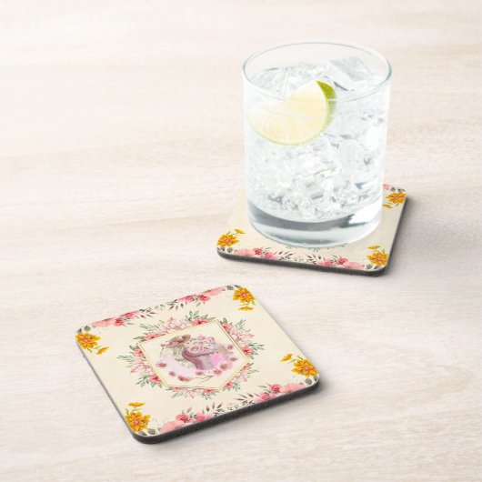 Waterverf Floral Art, Dame of Spring Bier Onderzetter (Rechterzijde)