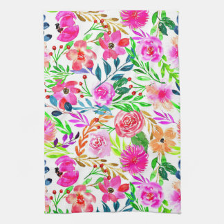 WATERVERF FLORAL ART DESIGN, COLORFUL FLOWERS THEEDOEK
