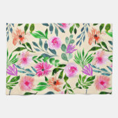 WATERVERF FLORAL ART DESIGN, COLORFUL FLOWERS THEEDOEK (Horizontaal)