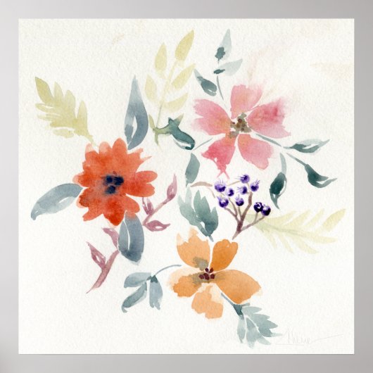 Waterverf Floral Art | Handgeschilde kunst Poster (Voorkant)