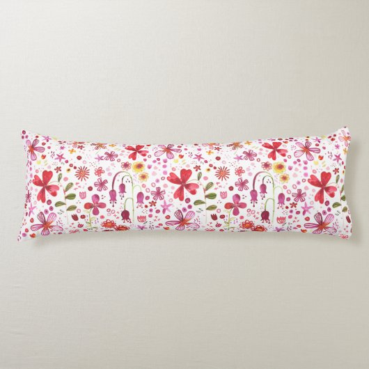 Waterverf Floral Art Modern Pattern Lichaamskussen (Voorkant)
