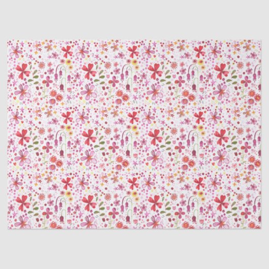 Waterverf Floral Art Modern Pattern Tissuepapier (Voorkant)