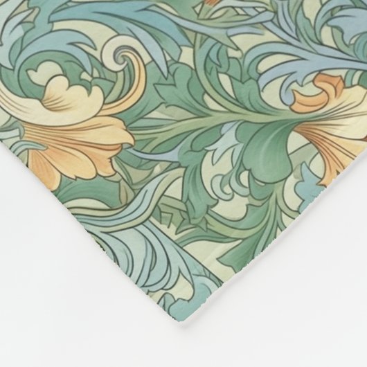 Waterverf Floral Art Nouveau Wallpaper Design Fleece Deken (Hoek)
