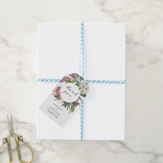  Waterverf Floral Art Wedding Cadeaulabel (Met Touw)