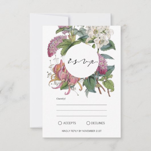  Waterverf Floral Art Wedding RSVP Kaartje (Voorkant)