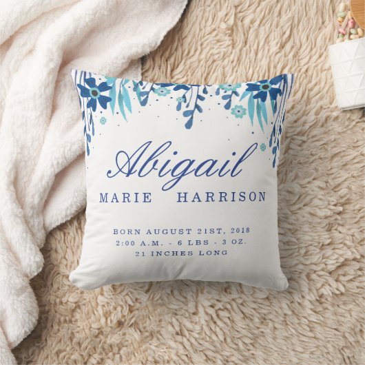 Waterverf Floral Baby Birth Announcement Pillow Kussen (Deken)