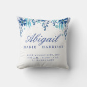 Waterverf Floral Baby Birth Announcement Pillow Kussen (Voorkant)