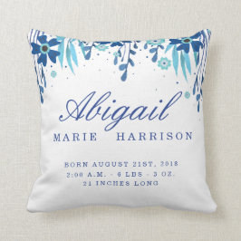 Waterverf Floral Baby Birth Announcement Pillow Kussen