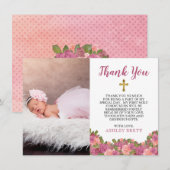 Waterverf Floral Baby Girl Baptisme Dank je Bedankkaart (Voorkant / Achterkant)