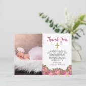Waterverf Floral Baby Girl Baptisme Dank je Bedankkaart (Staand voorkant)