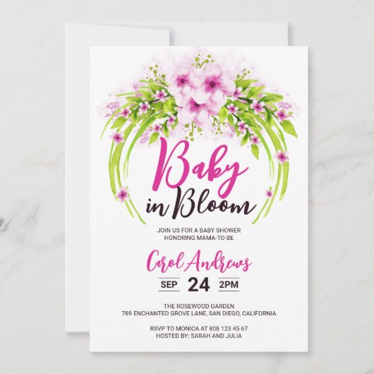 Waterverf Floral Baby in Baby shower Bloom Kaart (Voorkant)