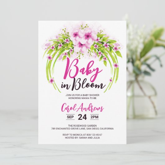 Waterverf Floral Baby in Baby shower Bloom Kaart (Staand voorkant)