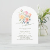 Waterverf Floral Baby in Baby shower Bloom Kaart (Staand voorkant)