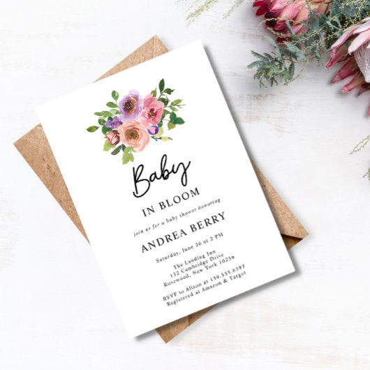 Waterverf Floral Baby in Baby shower Bloom Kaart