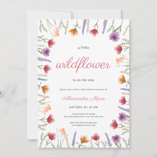 Waterverf Floral Baby in Baby shower Bloom Kaart (Voorkant)