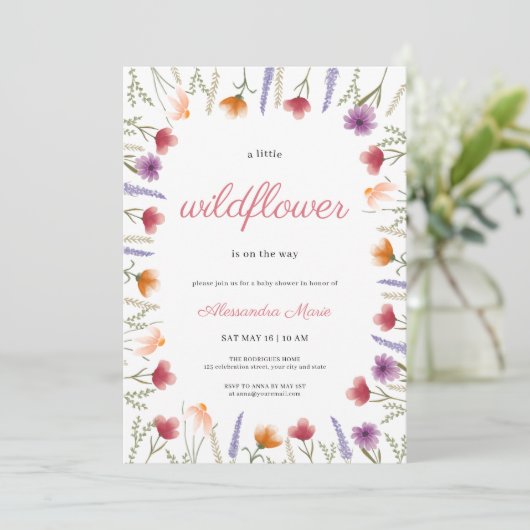 Waterverf Floral Baby in Baby shower Bloom Kaart (Staand voorkant)
