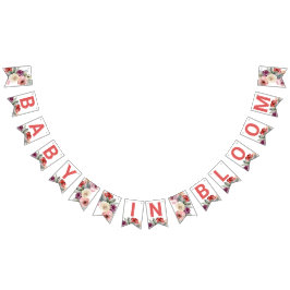 Waterverf Floral Baby in Bloom Bunting Flags Vlaggetjes