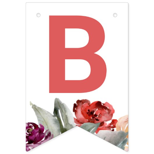 Waterverf Floral Baby in Bloom Bunting Flags Vlaggetjes (Tweede vlag)