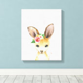 Waterverf Floral Baby Kangaroo Australian Canvas Afdruk (Insitu (Houten vloer))
