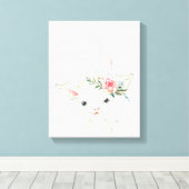 Waterverf Floral Baby Lamb Canvas Afdruk (Insitu (Houten vloer))