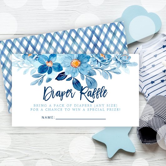 Waterverf Floral Baby shower Diaper Raffle Ticket Informatiekaartje
