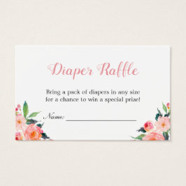Waterverf Floral Baby shower Diaper Raffle Ticket Visitekaartje