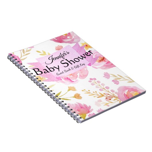 Waterverf Floral Baby shower Gift Log & Guest Notitieboek (Rechterzijde)