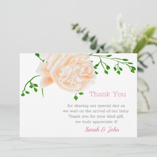 Waterverf Floral Baby shower Hartelijk dank Bedankkaart (Staand voorkant)