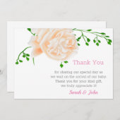 Waterverf Floral Baby shower Hartelijk dank Bedankkaart (Voorkant / Achterkant)