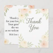 Waterverf Floral Baby shower Hartelijk dank Notitiekaartje (Voorkant / Achterkant)