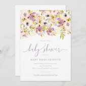 Waterverf Floral Baby shower Kaart (Voorkant / Achterkant)