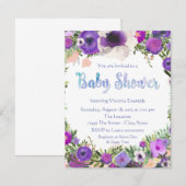 Waterverf Floral Baby shower Kaart (Voorkant / Achterkant)