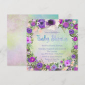 Waterverf Floral Baby shower Kaart (Voorkant / Achterkant)