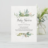 Waterverf Floral Baby shower Kaart (Staand voorkant)